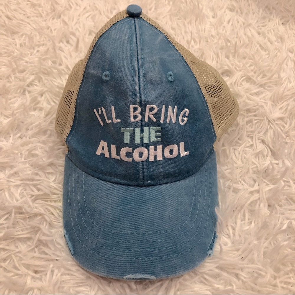I’ll bring the Alcohol Unisex Trucker Snapback Hat Adams OS blue